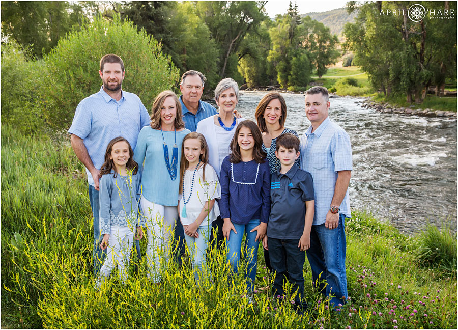 Extended family pictures at Eagle River Nature Preserve Vail Family Photography