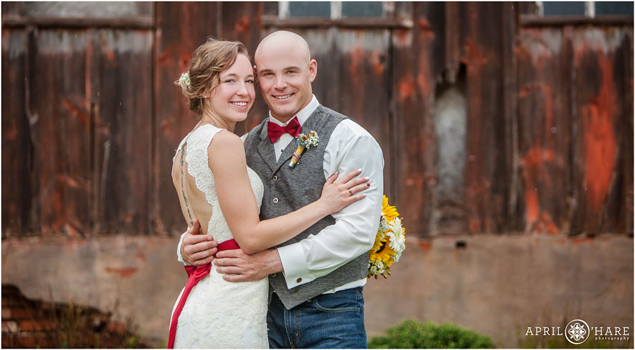 Cute wedding couple at Nebraska Farm Wedding