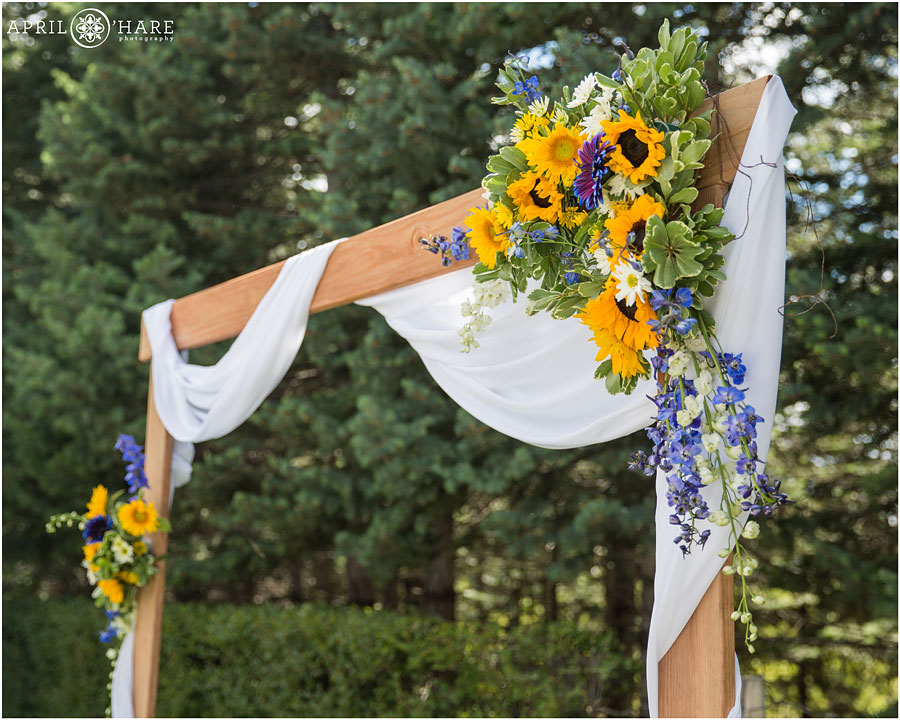 Sunflower decor at Backyard Lesbian Wedding in CO