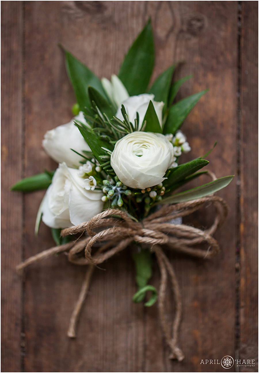 Air Plant Boutonniere by Ruffly Rose at Rustic Colorado Wedding Chatfield Farms