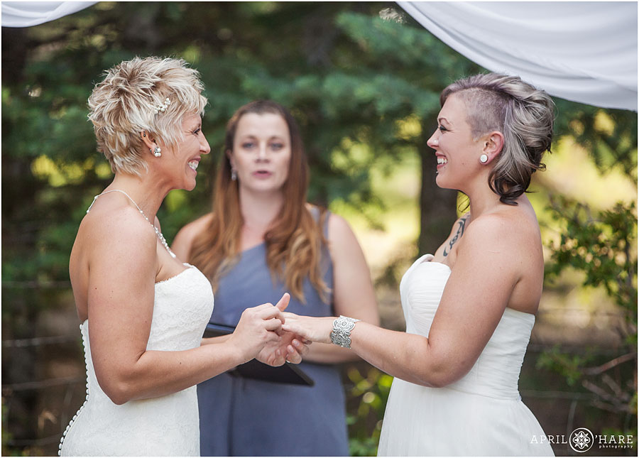 Beautiful Backyard Lesbian Wedding in Conifer Colorado