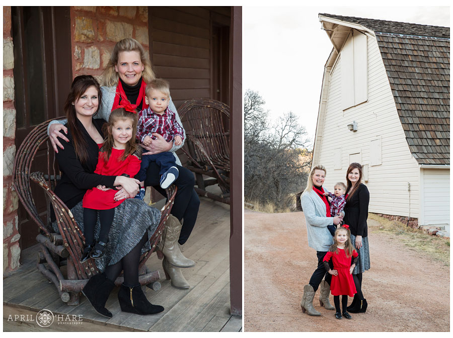 Cute Rock Ledge Ranch Family Photos taken during winter in Colorado Springs