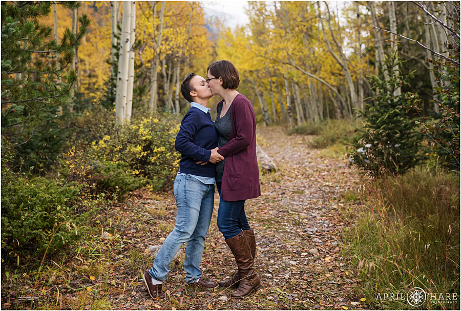 Beautiful fall color Colorado Same-Sex Engagement Photography