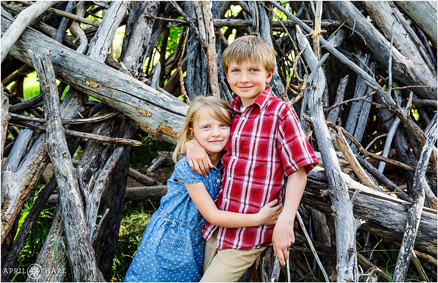 Cute sibling portrait created by a Stapleton Family Photographer