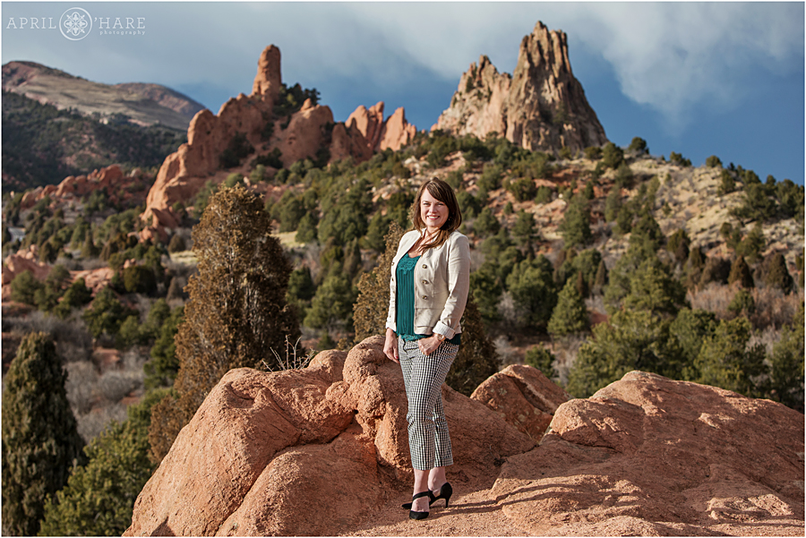 Colorado Springs Headshot Photography at Garden of the Gods on a Sunny Day During Winter