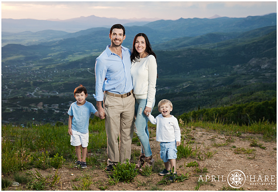 Steamboat Springs Family Photographer at sunset at Steamboat Springs Resort in Colorado