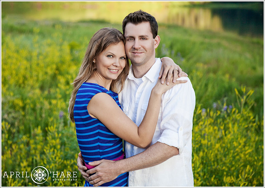 Sylvan Lake State Park Engagement Photos with wildflower backdrop