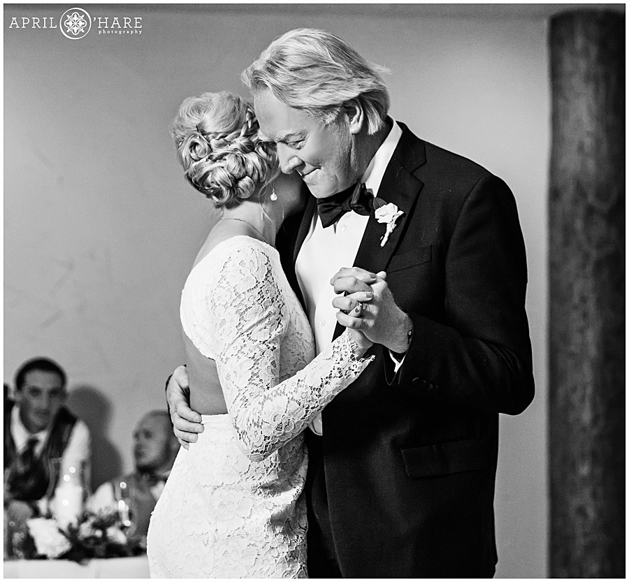 Father daughter dance indoors at a Winter Wedding in Breckenridge