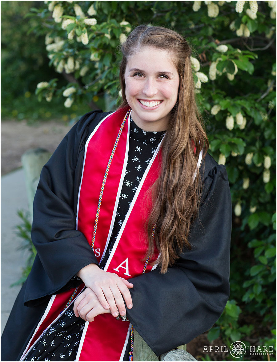 Spring graduation picture for University of Boulder Graduate