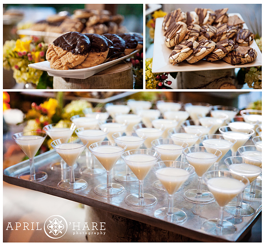 Milk and Cookies at Indoor Vail Wedding on a Rainy Day in Colorado