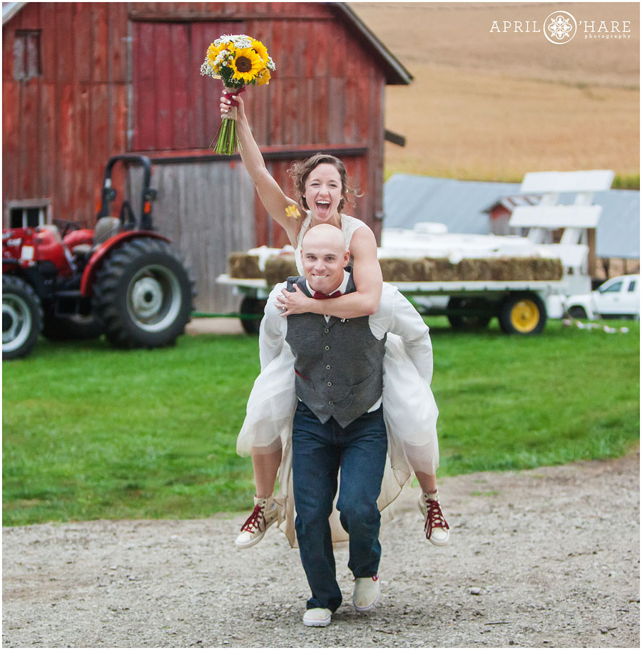 Happy wedding photo at Nebraska Farm Wedding