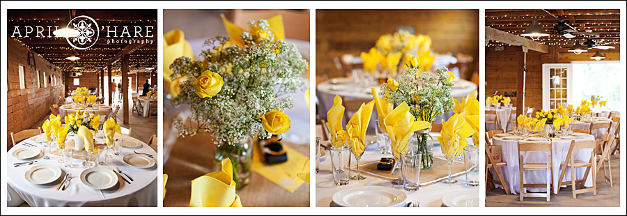 Yellow Color Table Centerpieces for a Yellow Themed Wedding in Denver