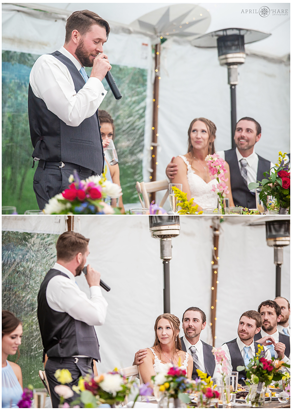 Brother of the bride gives a speech at Blackstone Rivers Ranch
