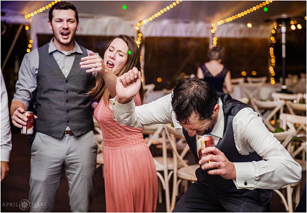 Funny dance floor photography at a wedding reception
