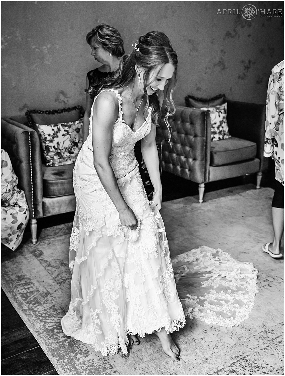 Bride preparing for her Colorado wedding