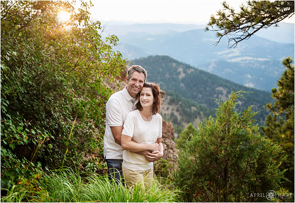 Couples Photo with backlight at Lost Gulch Overlook in Boulder