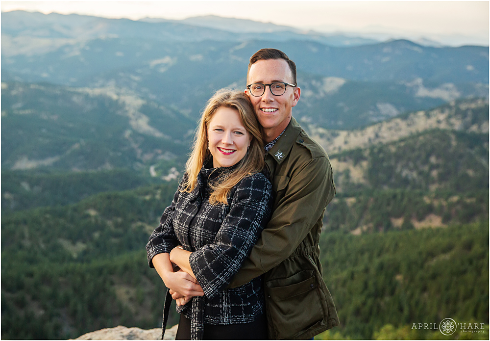 Portraits after a surprise proposal at Lost Gulch overlook in Boulder Colorado
