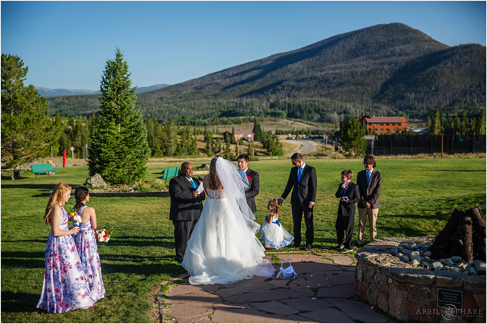 Wedding ceremony next to the Program Fire Ring at Snow Mountain Ranch