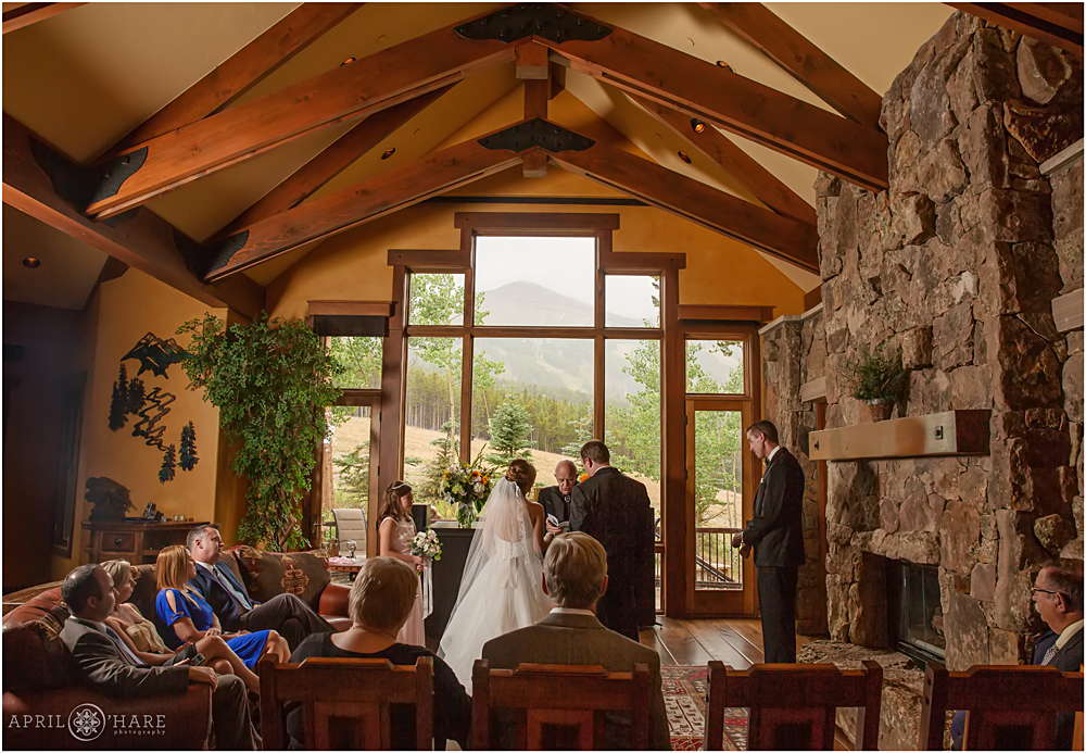 Private wedding ceremony inside the home in Breckenridge