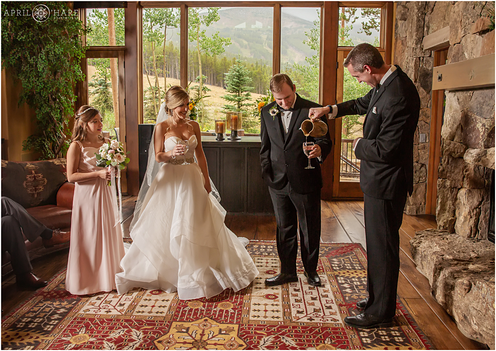 Water Pouring Ceremony at an indoor wedding in Breckenridge Colorado
