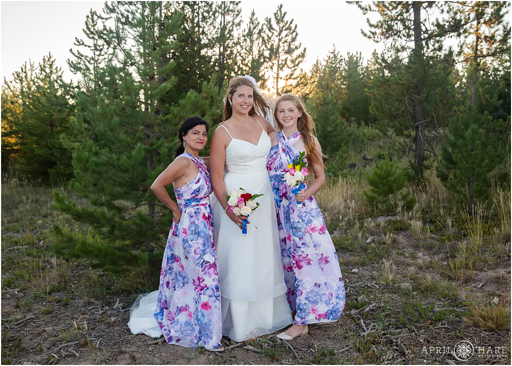 Bride with her bridesmaids at Snow Mountain Ranch