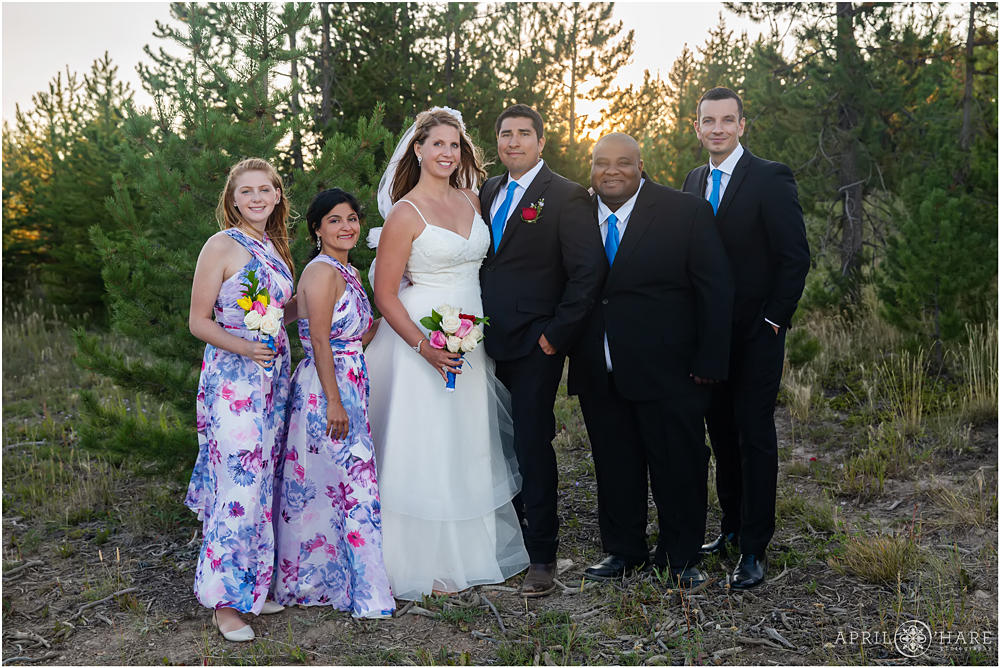 Wedding party picture at Snow Mountain Ranch