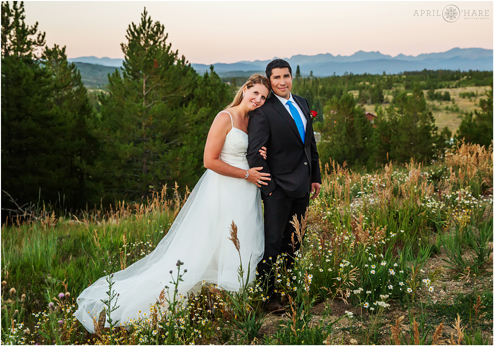 Couples portrait during intimate wedding at Snow Mountain Ranch