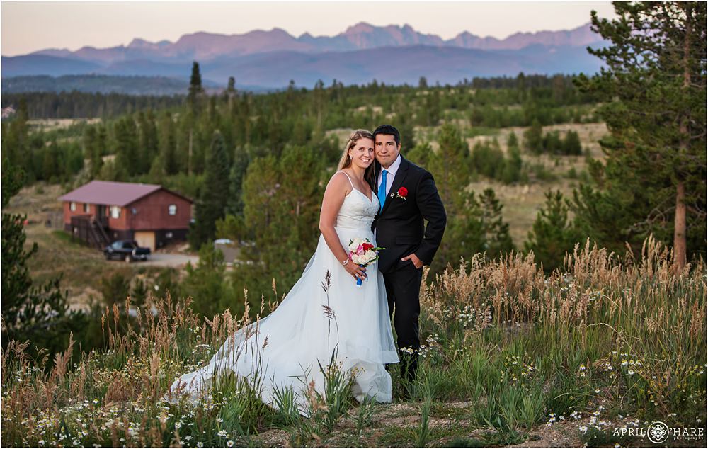 A classic photo of a bride and groom on their wedding day at YMCA of the Rockies Snow Mountain Ranch