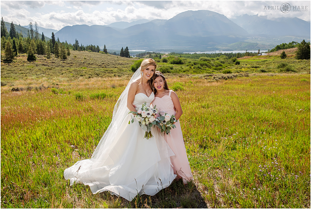 Bride with her daughter on her wedding day at Sapphire Point in Colorado