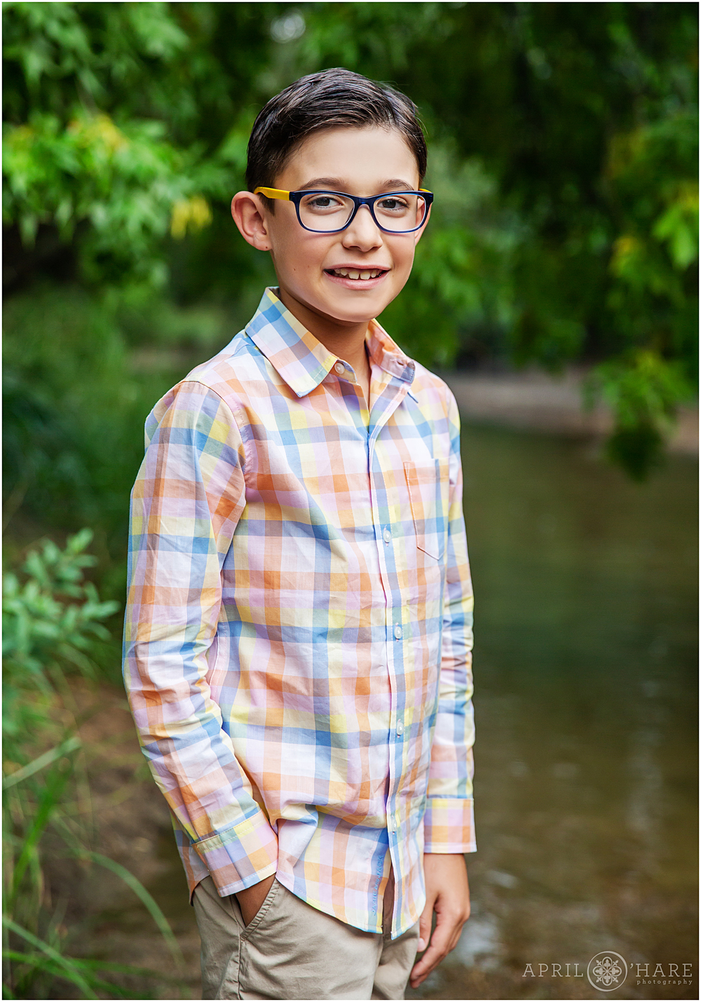 Individual portrait at an outdoor Colorado summer family photoshoot at Cherry Creek Trail
