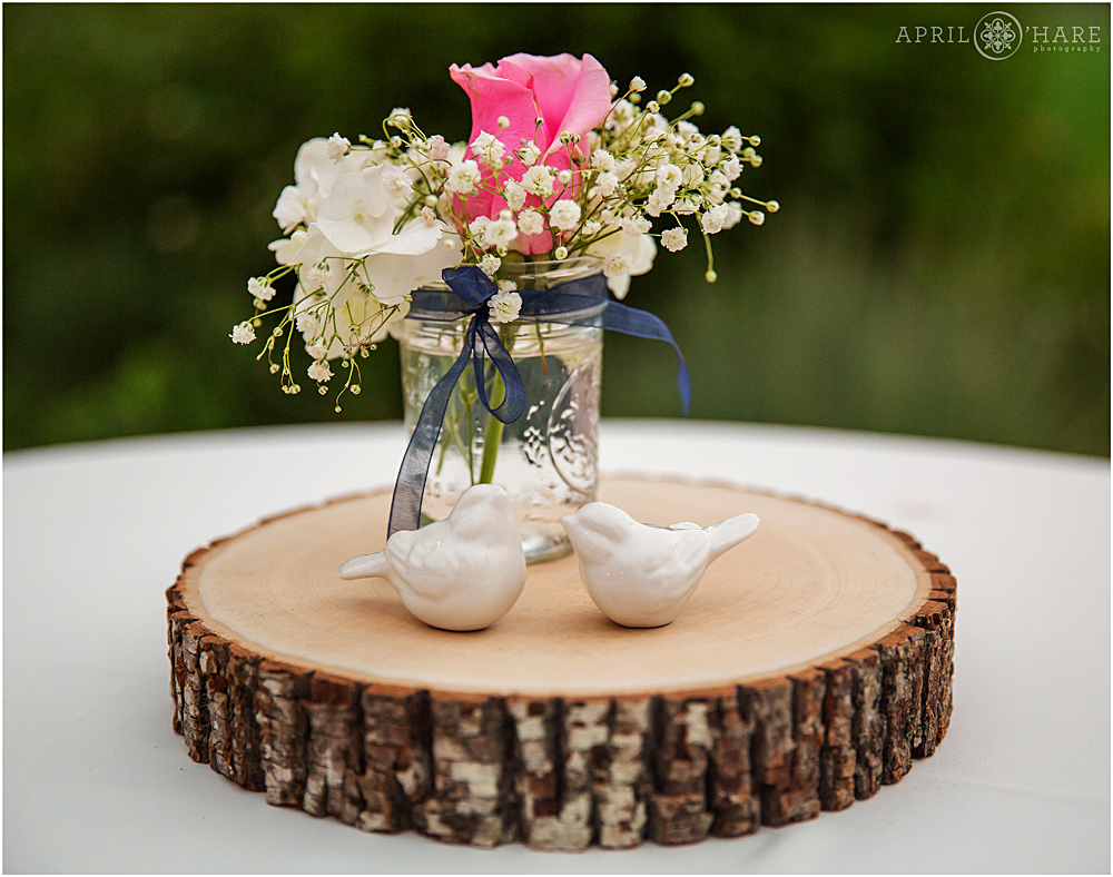 Rustic wedding centerpieces at Chatfield Farms