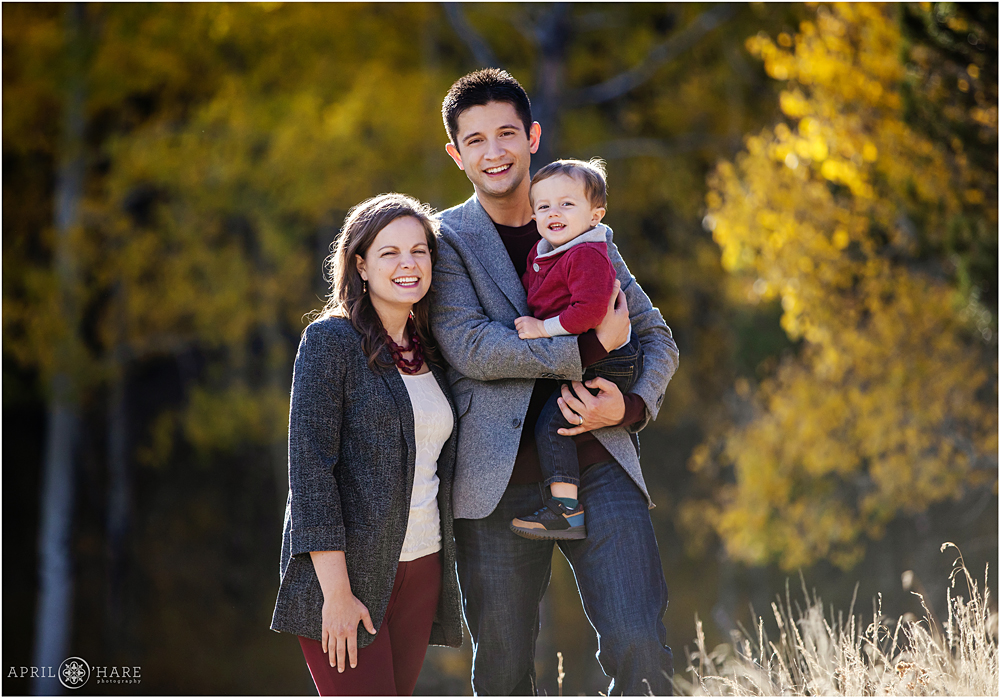 Colorado Fall Family Photos with Yellow Aspen Trees at Golden Gate Canyon State Park