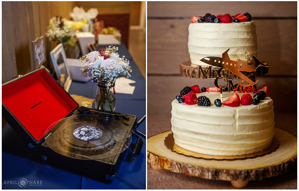 Southwest Airlines Travel Theme Wedding Decor at The Barn at Raccoon Creek in Denver