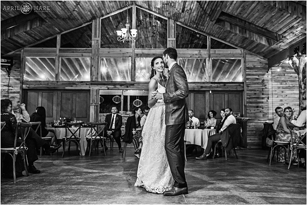 First Dance photo on a Romantic Rainy Wedding day in Colorado