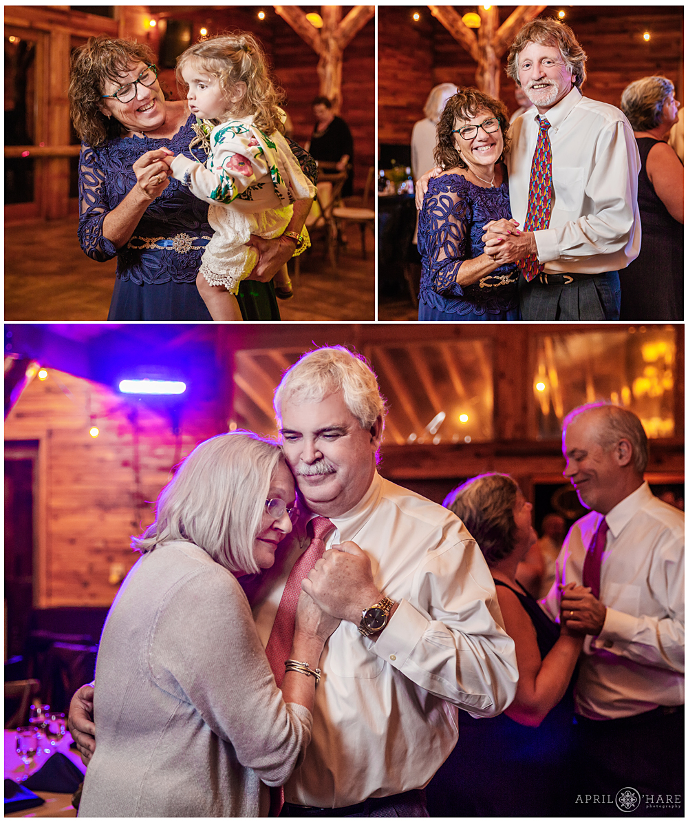 Dance Floor Photo Collage at Wedgewood Weddings Mountain View Ranch Colorado