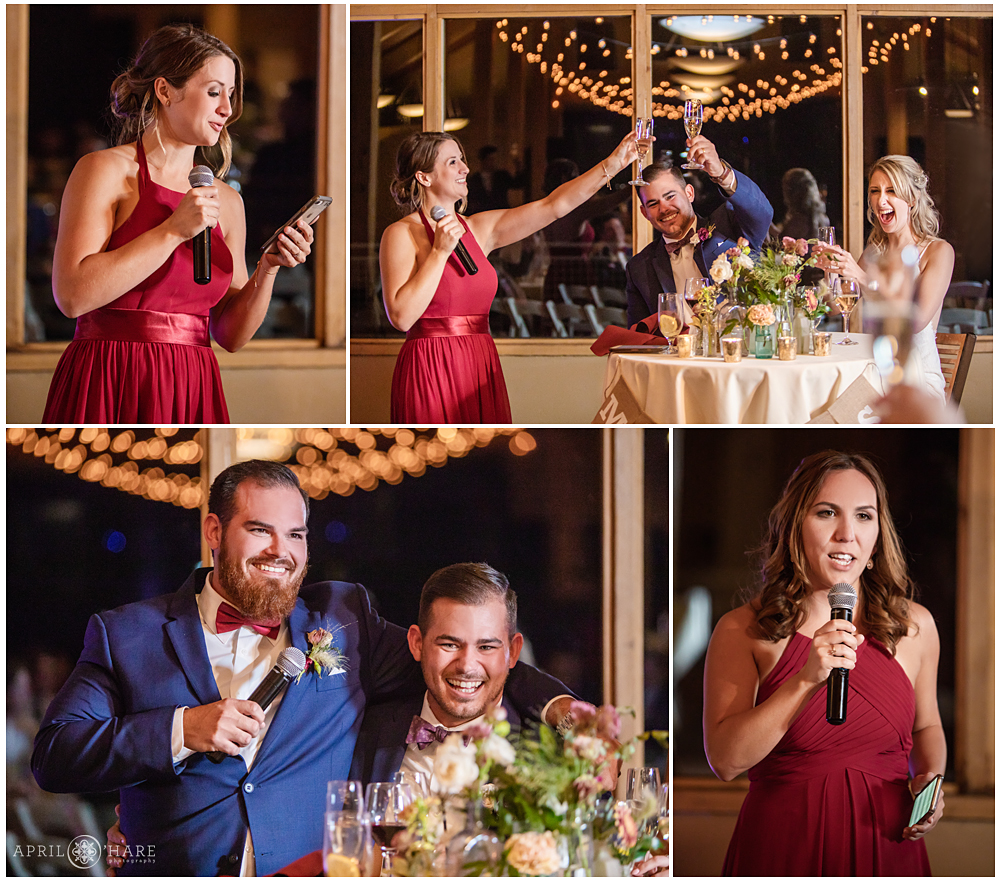 Wedding toasts at Black Mountain Lodge at A-Basin in CO