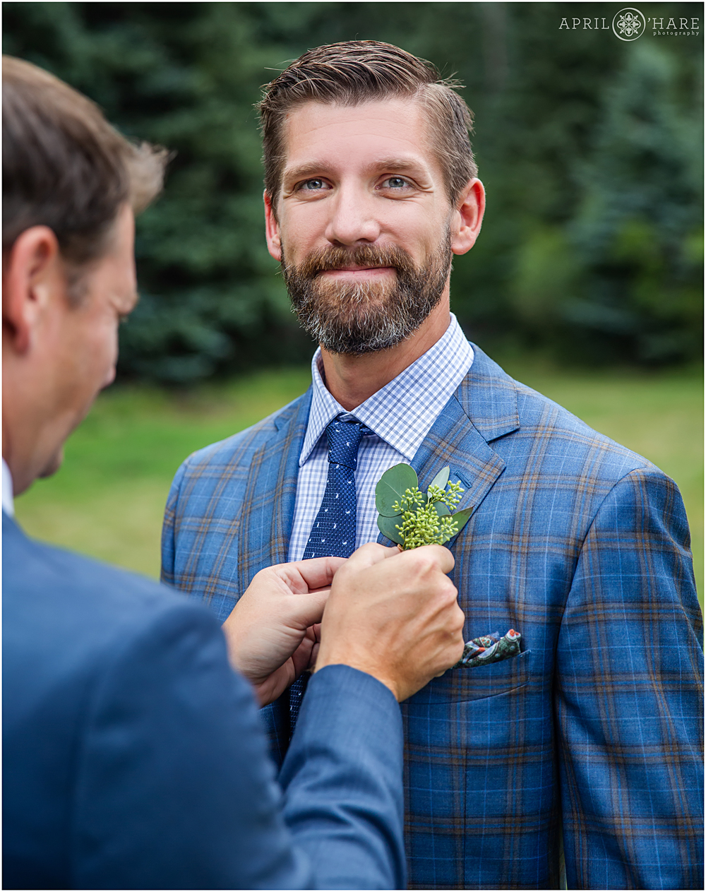 Groom with best man and boutonniere at Wedgewood Weddings Mountain View Ranch