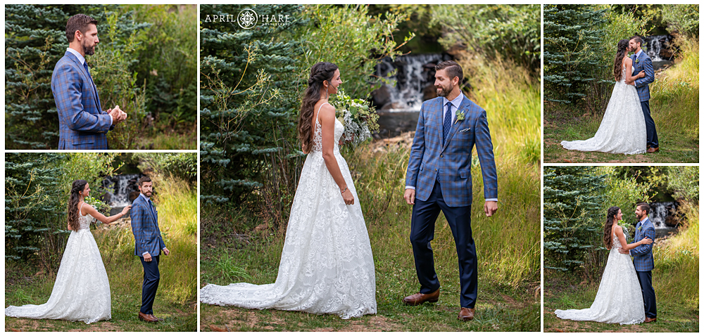 First look photos from a Romantic Rainy Wedding in Colorado