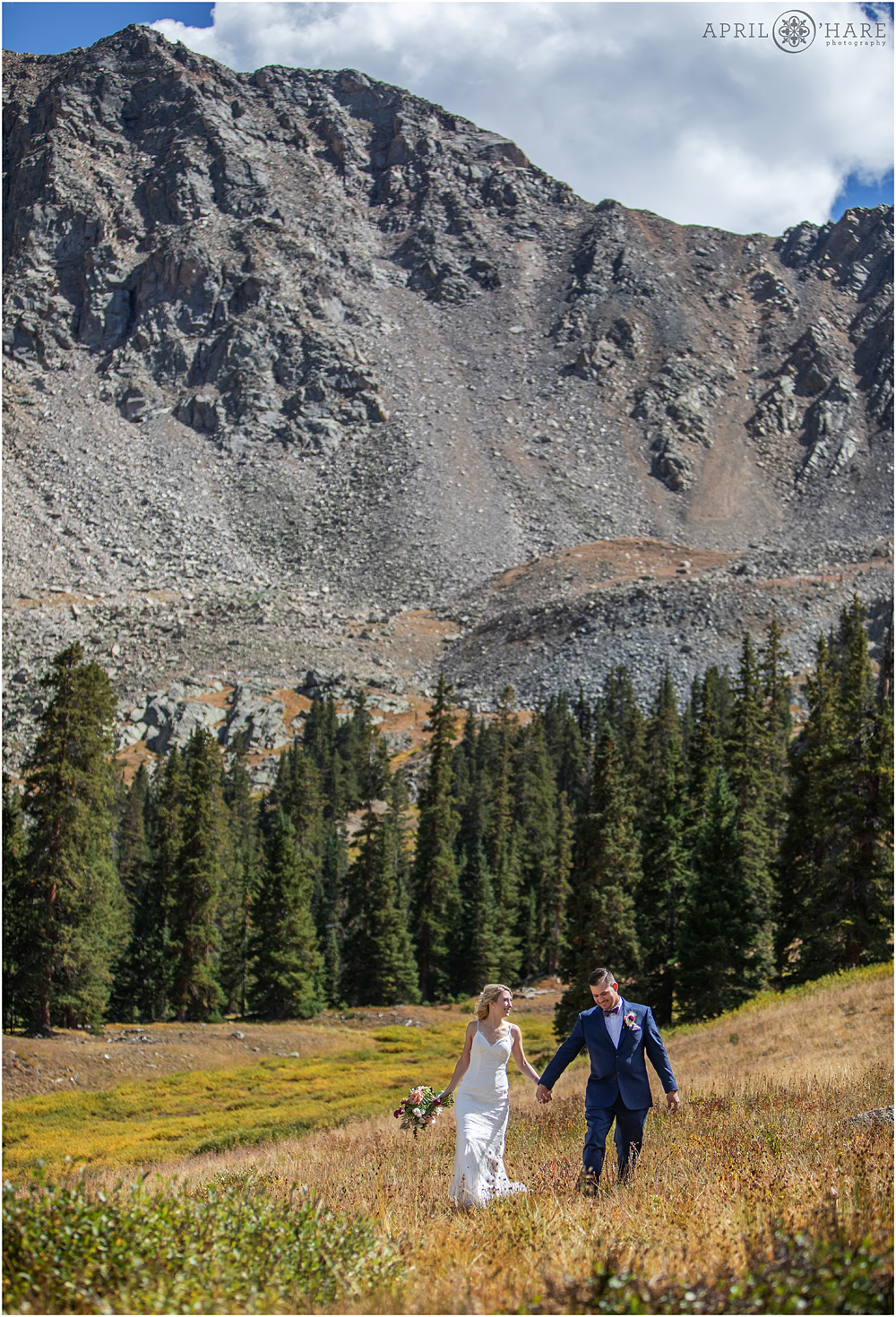 Huge Epic Mountain Backdrop at Arapahoe Basin Ski Resort during Fall Wedding