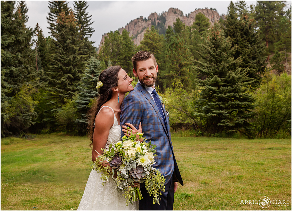 Sweet Happy Wedding Moment at Wedgewood Weddings Mountain View Ranch in CO