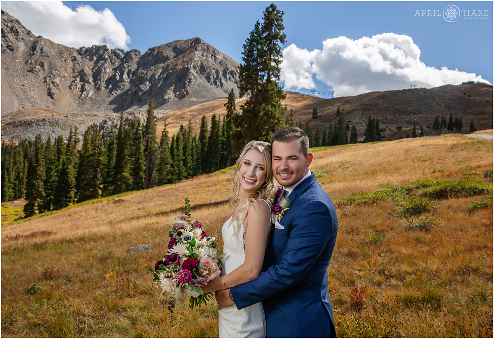 Gorgeous wedding photography in Colorado with a mountain backdrop