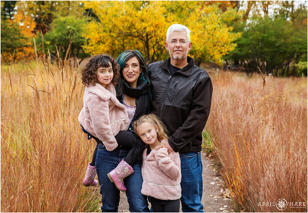 Beautiful Colorado Fall Color Family Photography Session at Hudson Gardens in Littleton