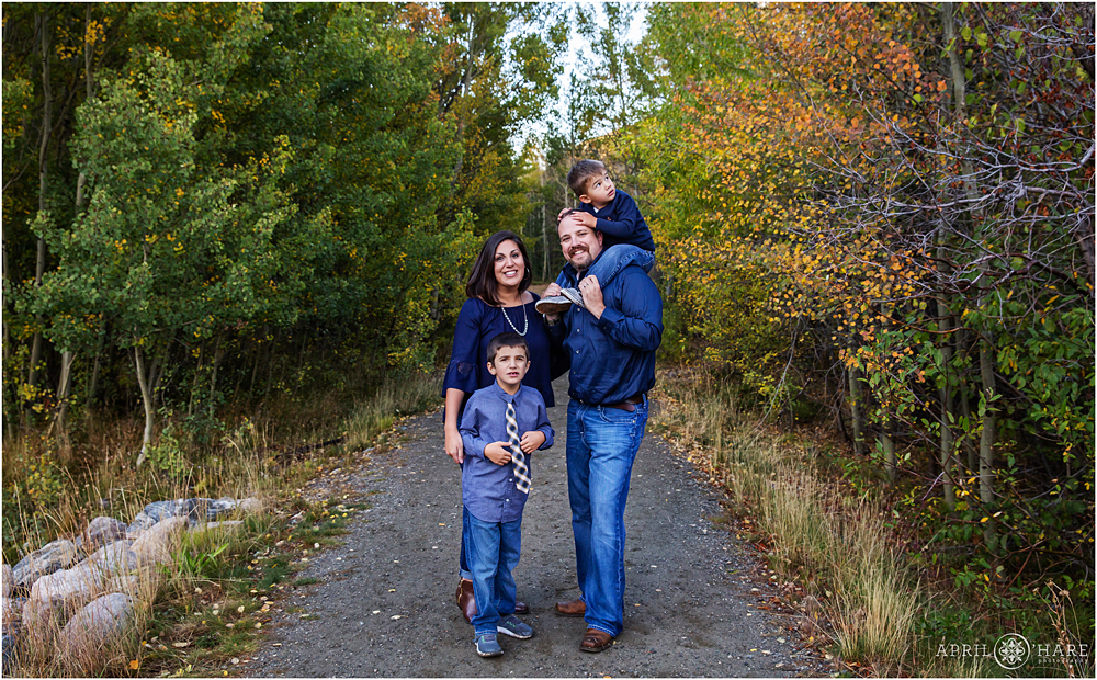 Adorable family photo in the aspens of Guanella Pass in Colorado