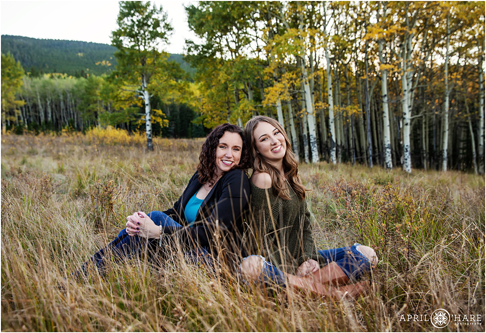 Mom and Daughter Portrait during high school senior session in Evergreen CO