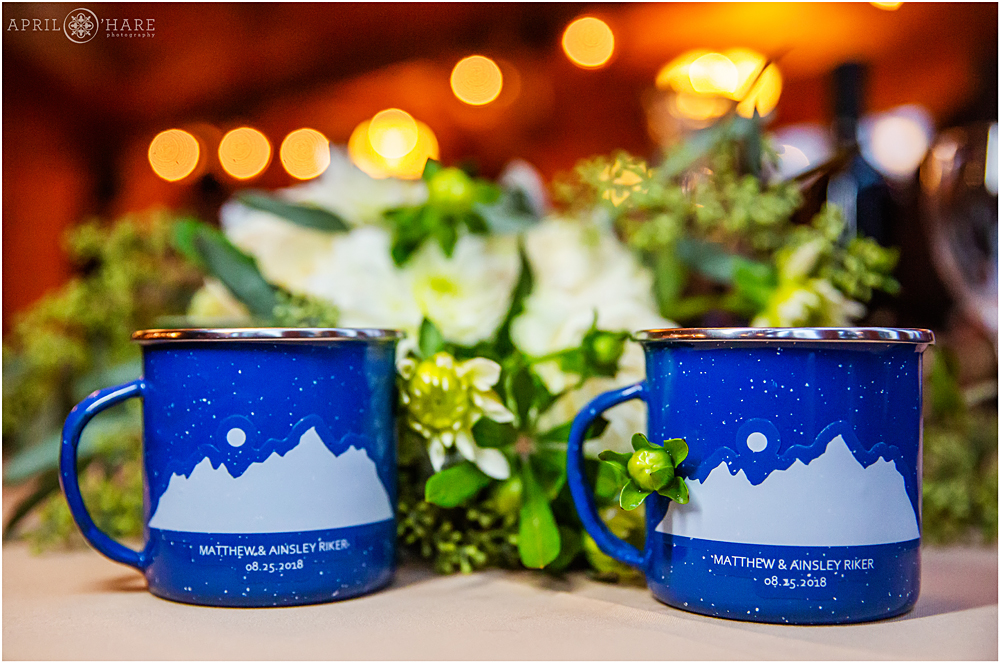 Hot Cocoa Mugs on a Romantic Rainy Wedding in Colorado