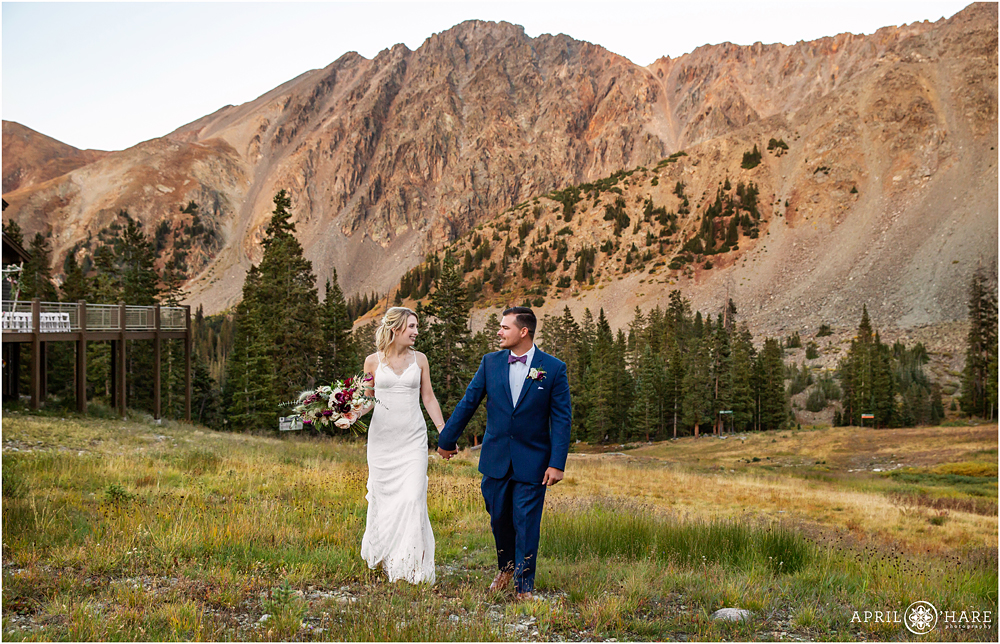 Autumn Wedding Photography with epic mountain backdrop at Arapahoe Basin Ski Resort