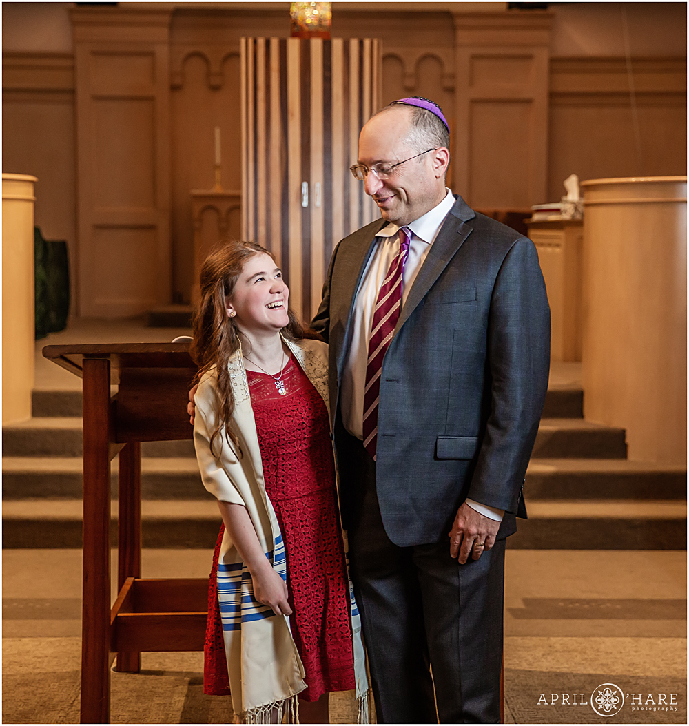 Bat Mitzvah Girl with her Rabbi in Denver Colorado