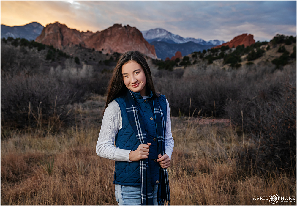 Teen daughter portrait during family photos at Garden of the Gods