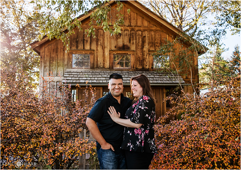 Pretty fall color couples session at Lakewood Heritage Center Belmar Park Colorado
