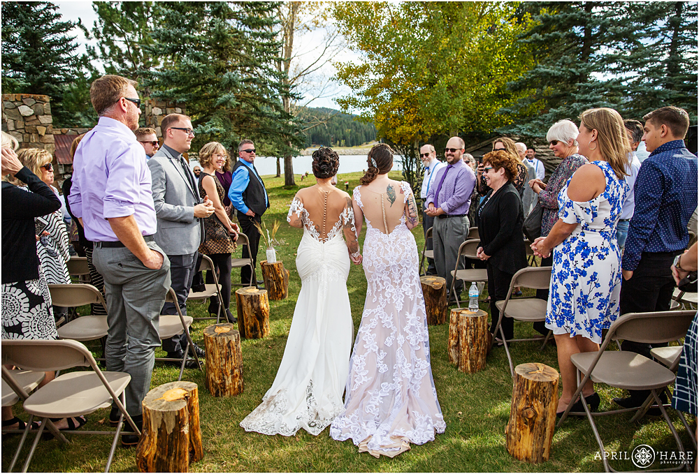Colorado lesbian wedding in the mountains of Evergreen